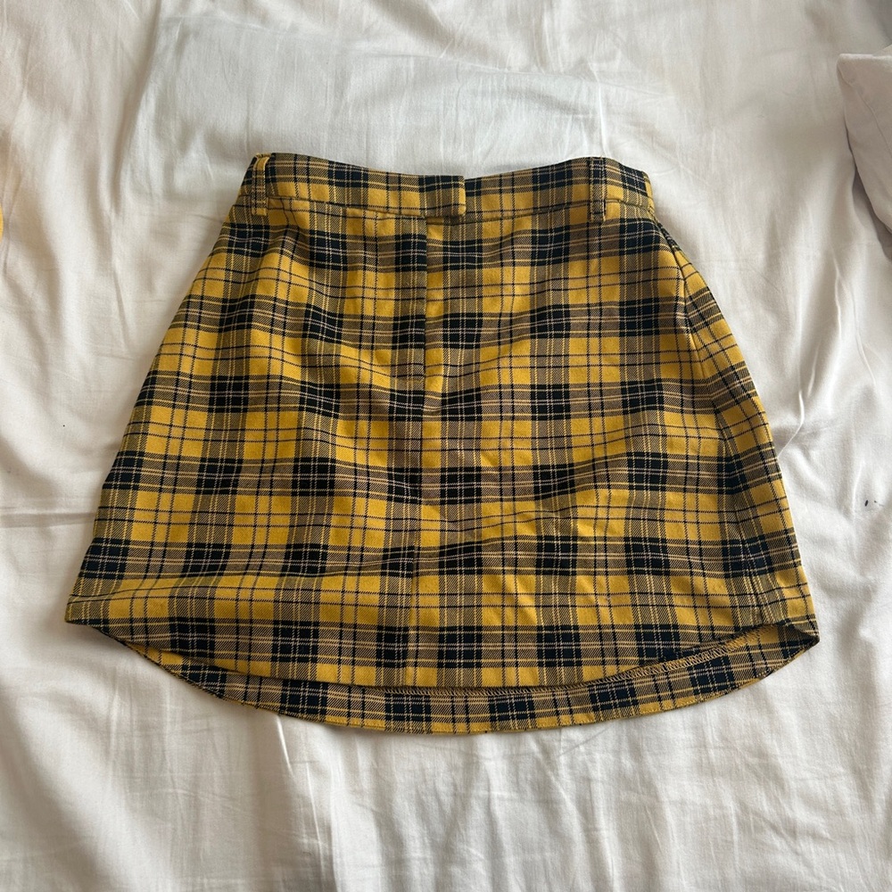 yellow and black plaid pencil skirt bb dakota